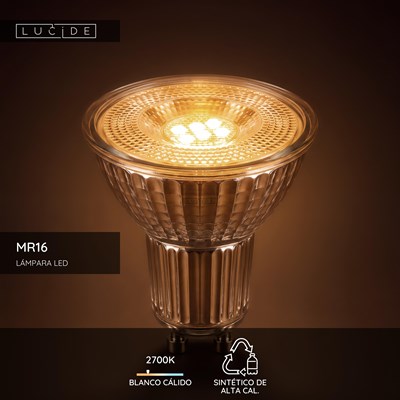 Lucide MR16 - Lámpara led - Ø 5 cm - LED - GU10 (MR16) - 1x5W 2700K - Transparente